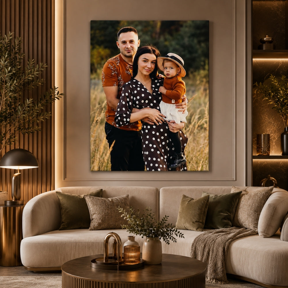 Tablou canvas decorativ cu tablou canvas cu cuplu in peisaj de iarna